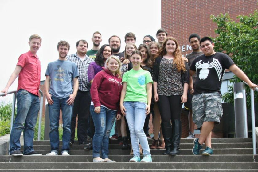 This is a photograph of The Indy staff, which swept the three top awards in the 2014-2015 Pacific Northwest Association of Journalism Educators annual competition